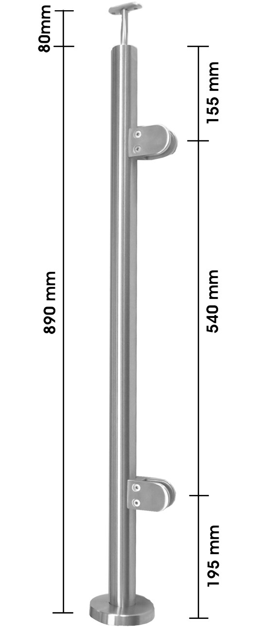 Glasgeländer - Pfosten mit zwei Glasklemmen