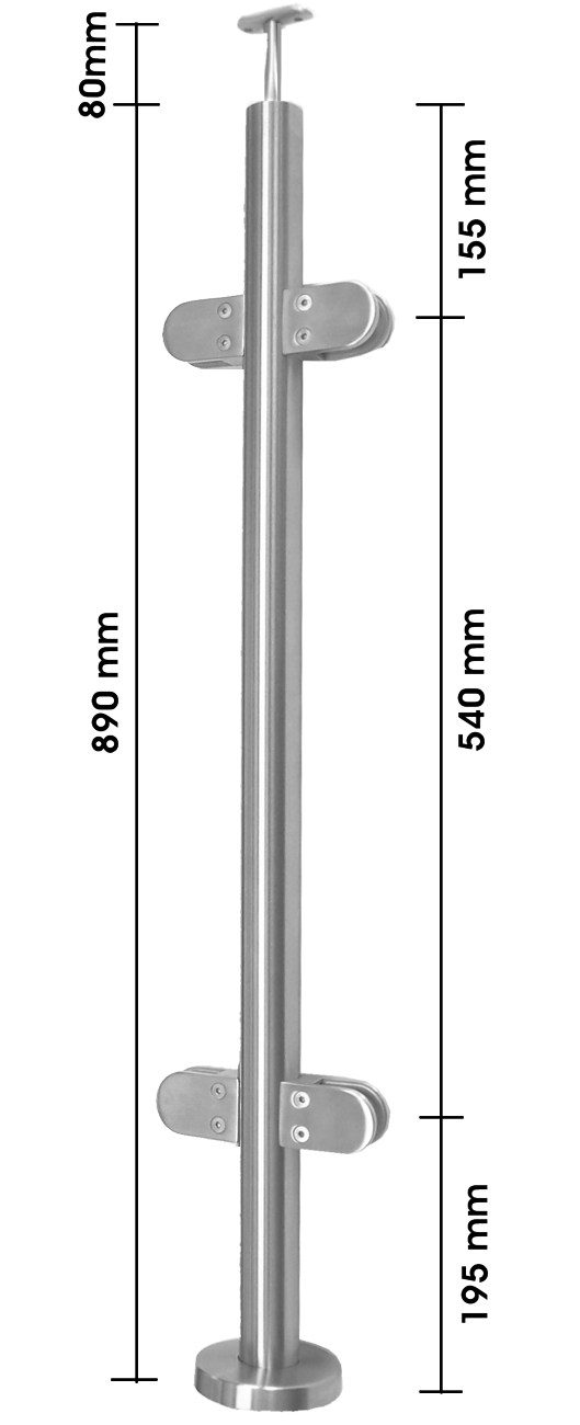 Montageset für ein Glasgeländer mit Länge 6 m