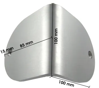 Anschraubplatte (Außeneck), ca. 100-100/6 mm, geschliffen, V2A