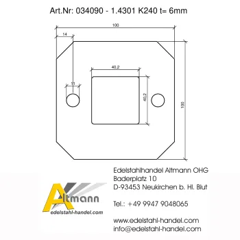 Anschrauplatte mit Mittelloch 40,2 x 40,2mm