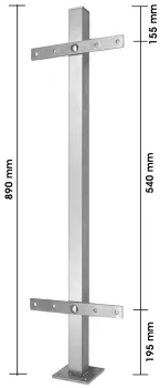 Balkonpfosten Mittel aus Edelstahl