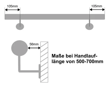 Handlauf-Maße bei Länge 500-700mm