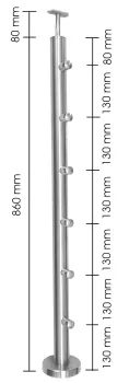 Relingpfosten 42,4/2,0mm, aufgesetzt, Serie Easystar