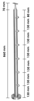 Geländerpfosten 42,4 mm, aufgesetzt, Rohrträger konisch, starr