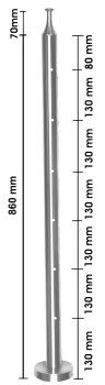 Mittelpfosten 33,7/2,0 mm, für Seil 4mm oder 6mm