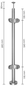 Eck-Glaspfosten 42,4/2,0mm, aufgesetzt