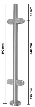 Pfosten aufgesetzt, 42,4mm, 4x Glasklemmen 63/45 mm