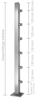 Relinggeländerpfosten mit Rohr 40x40mm