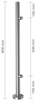 Pfosten aufgesetzt, 42,4 mm, 2x Glaspunkthalter