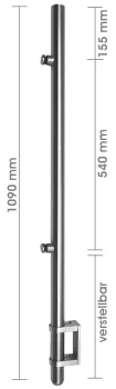 Pfosten 42,4 mm, 2x Glaspunkthalter, höhenverstellbar