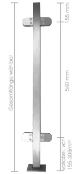 Geländerpfosten 40/40/2,0 mm mit 4 Lochblechhalter