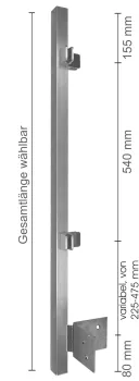 Eck-Pfosten, 40/40/2,0 mm, vorgesetzt, mit 4 Blechhalter