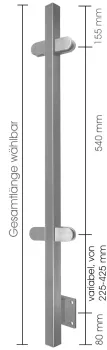Pfosten, 40/40/2,0 mm, seitlich, 4 Glasklemmen