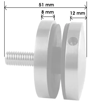 Glaspunkthalter 50 mm, gerader Ansatz, ZINK ROH, Bild2