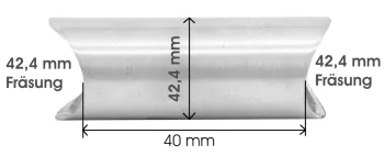 Muffe (Durchmesser 42,4 mm), Fräsungen: 42,4 - 42,4 mm