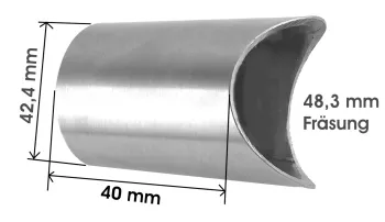 Muffe (Durchmesser 42,4 mm), einseitige Fräsung 48,3 mm