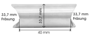 Muffe (Durchmesser 33,7 mm), Fräsungen: 33,7 - 33,7 mm