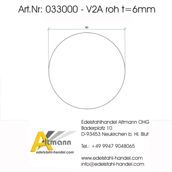 Skizze für Edelstahlronde mit 80x6mm