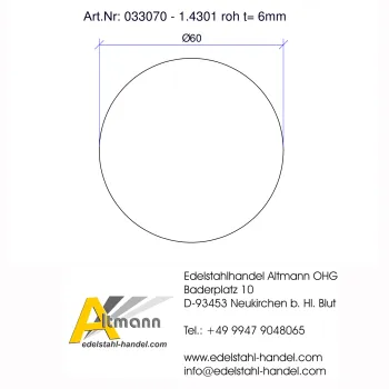 Edelstahlronde mit 60mm Durchmesser 