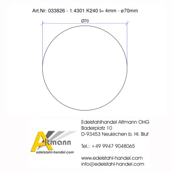 Ronde 70x4mm aus Edelstahl