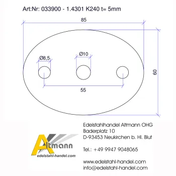 Ronde oval mit Bohrungen