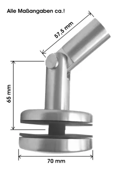 Glaspunkthalter 70 mm für Vordachsysteme, mit M12, V4A