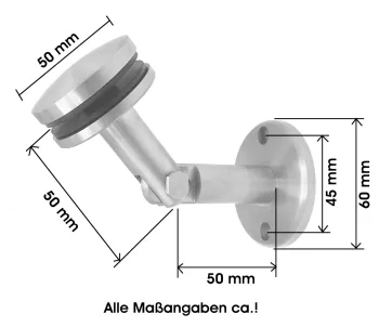 Wandanschluss mit Punkthalter 50mm für Vordach, V4A