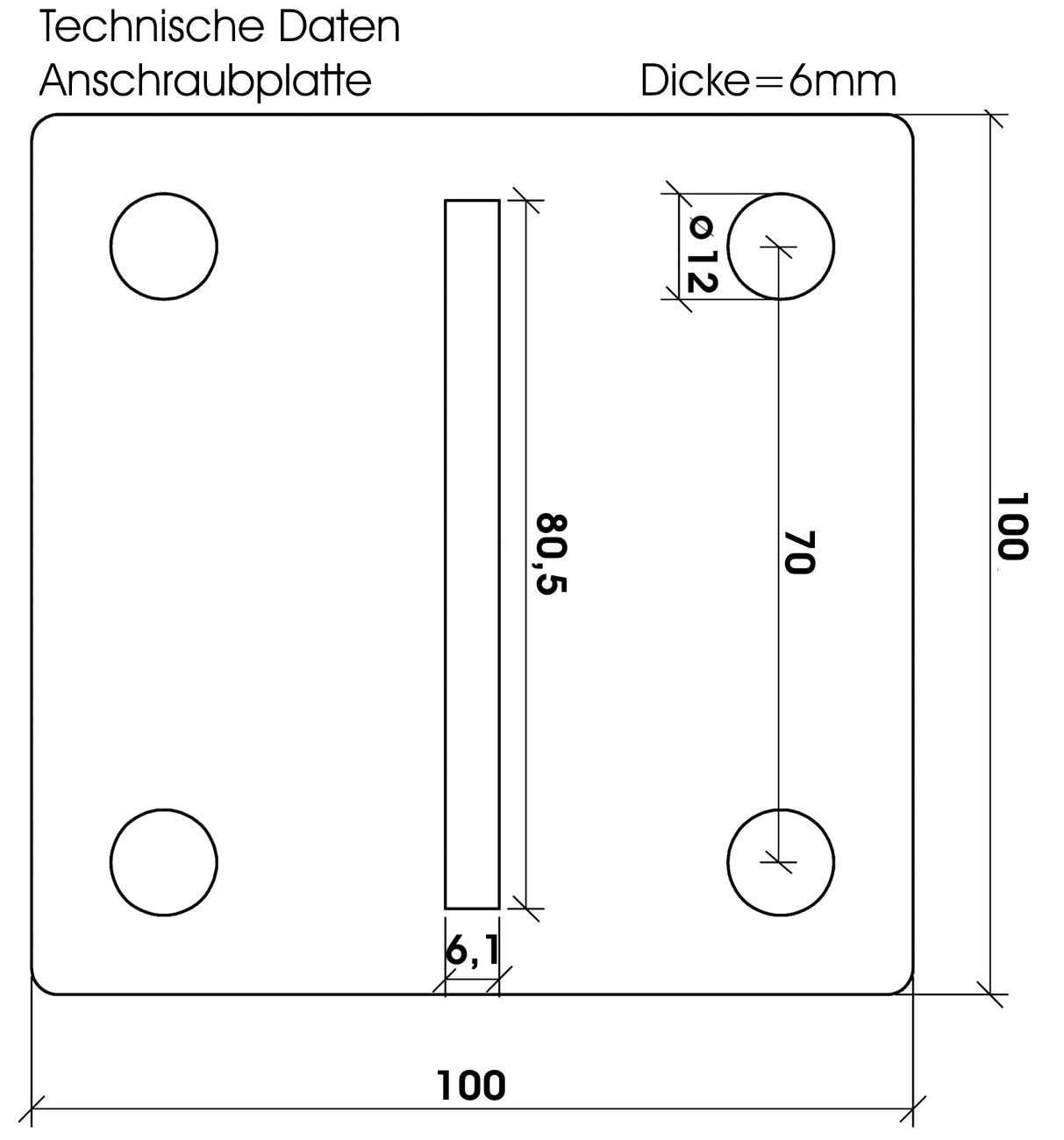 Platte für Pfosten 039129-N